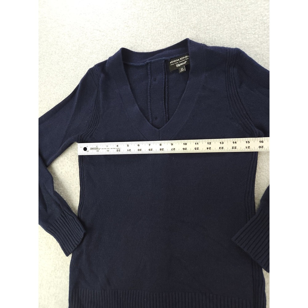 Banana Republic Sweater Women XS Blue V-neck Merino Wool Knit Button Filpucci - Picture 4 of 11